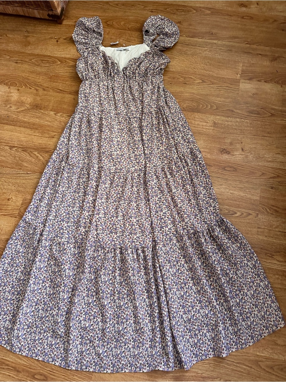 NWOT English Factory Ivory Purple Floral Maxi Dress S